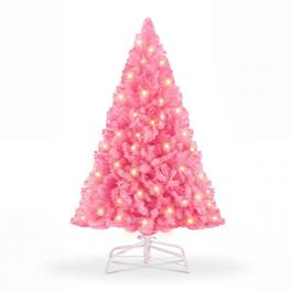 Sweetcrispy - Pre-lit Artificial Christmas Tree with Warm White LED Lights - Pink