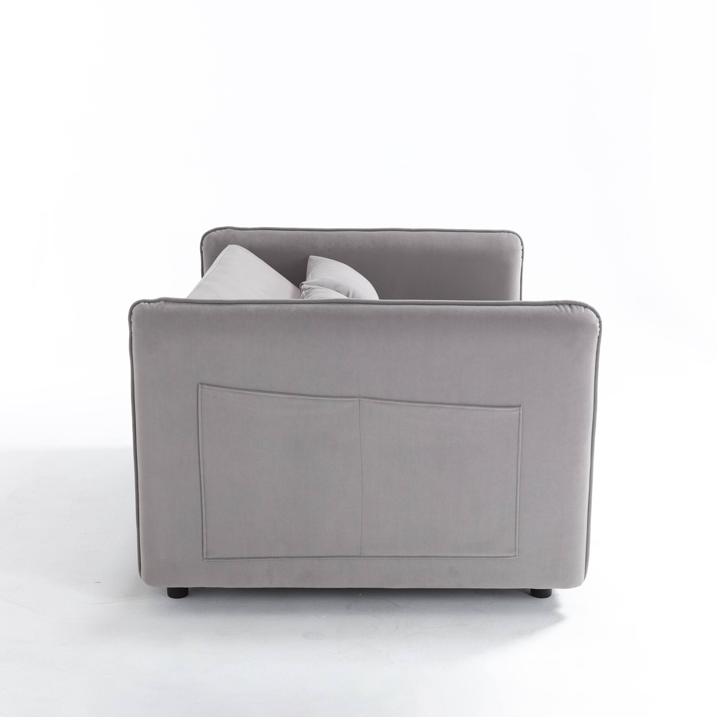 Alt View 8. Tiramisubest - 3 in 1 Convertible Sleeper Futon Sofa Bed,55" Velvet Loveseat with 2 Pillows,Reclining Backrest & Side Pockets,Gray - Grey.