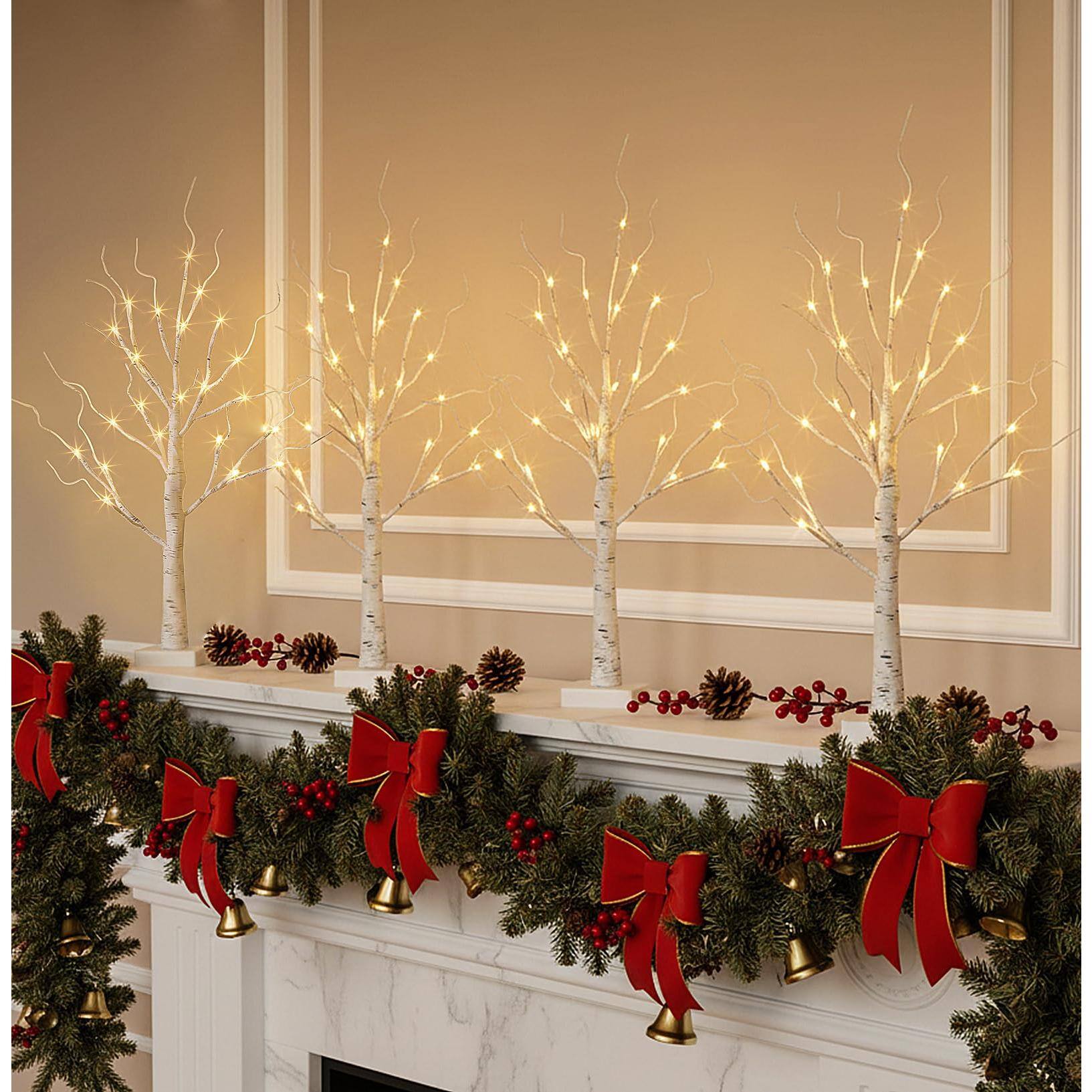 Alt View 3. Paradigms Interiors - Home Decorations Light Up Birch Tree Indoor Christmas Decor Operatedusb Lighted Tabletop Money Lamp Led Lig... - Fairy Tree x2.