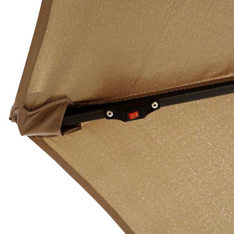 Alt View 6. LeisureMod - Willry Solar Powered Patio LED Umbrella with Crank and Powder Coated Metal Frame - Beige.