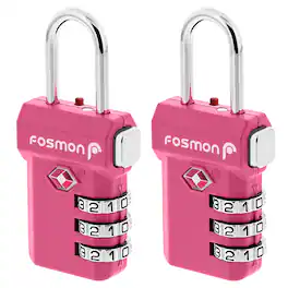 Fosmon - 2 Pack TSA Locks for Luggage, Padlock Combination Luggage Lock TSA Approved with Open Alert, TSA Luggage Locks - Pink