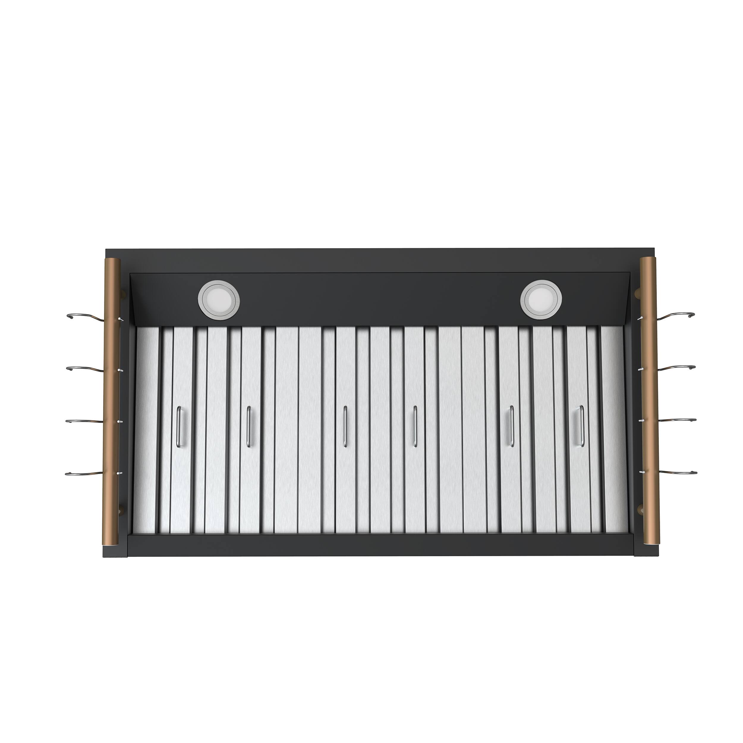 Left. Forno Appliances - Venezia 36" Wall-Mounted Range Hood with Touch Controls and Baffle Filters - Black.