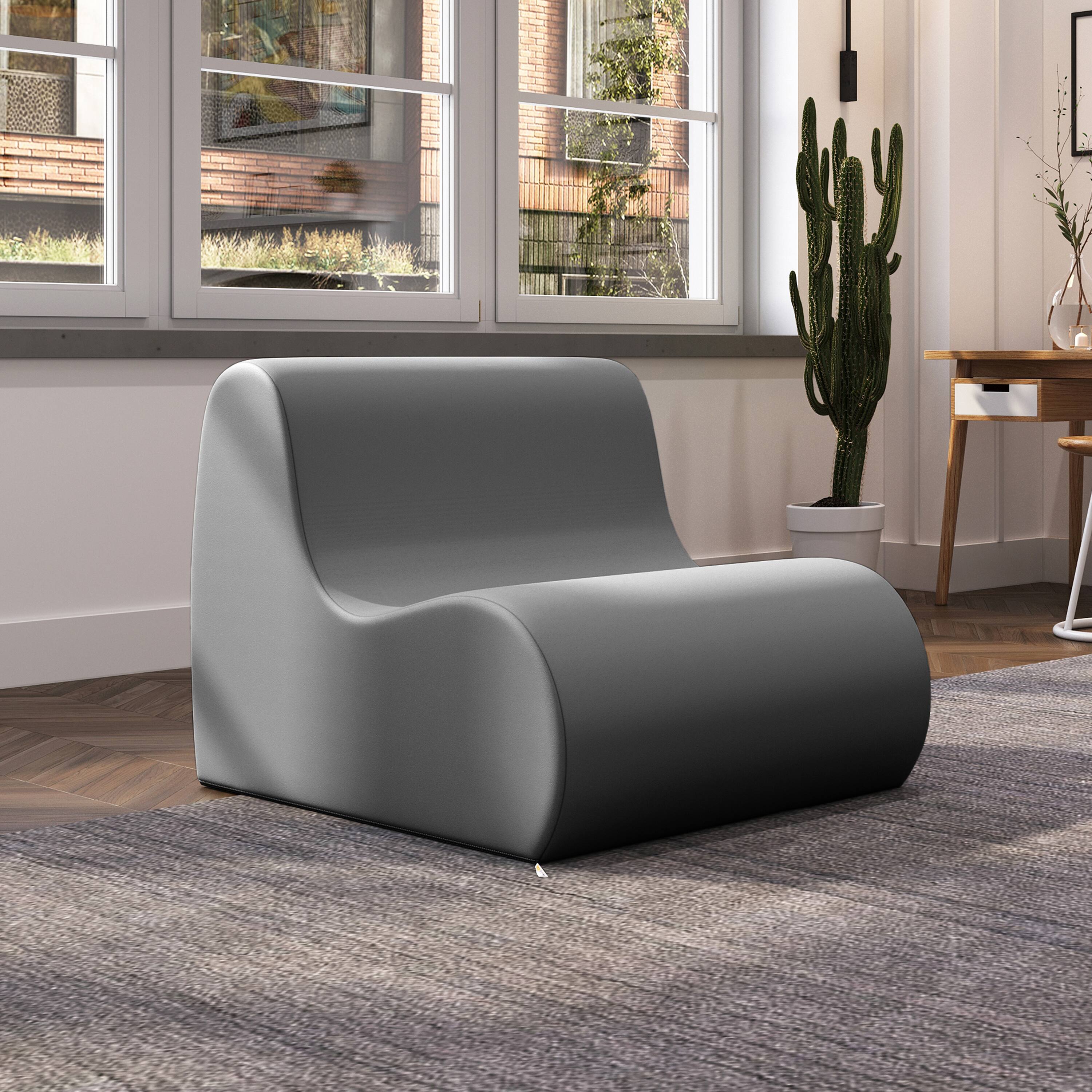 Alt View 1. Jaxx - Jaxx Midtown Large Classroom Soft Foam Chair - Premium Vinyl Cover, Charcoal - Charcoal.