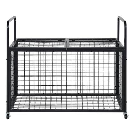 Front. Glintex - Rolling Sports Ball Storage Cart,Lockable Double Lids and 4 Wheels, Steel Equipment Organizer for Gym, School, Garage. - Natural.