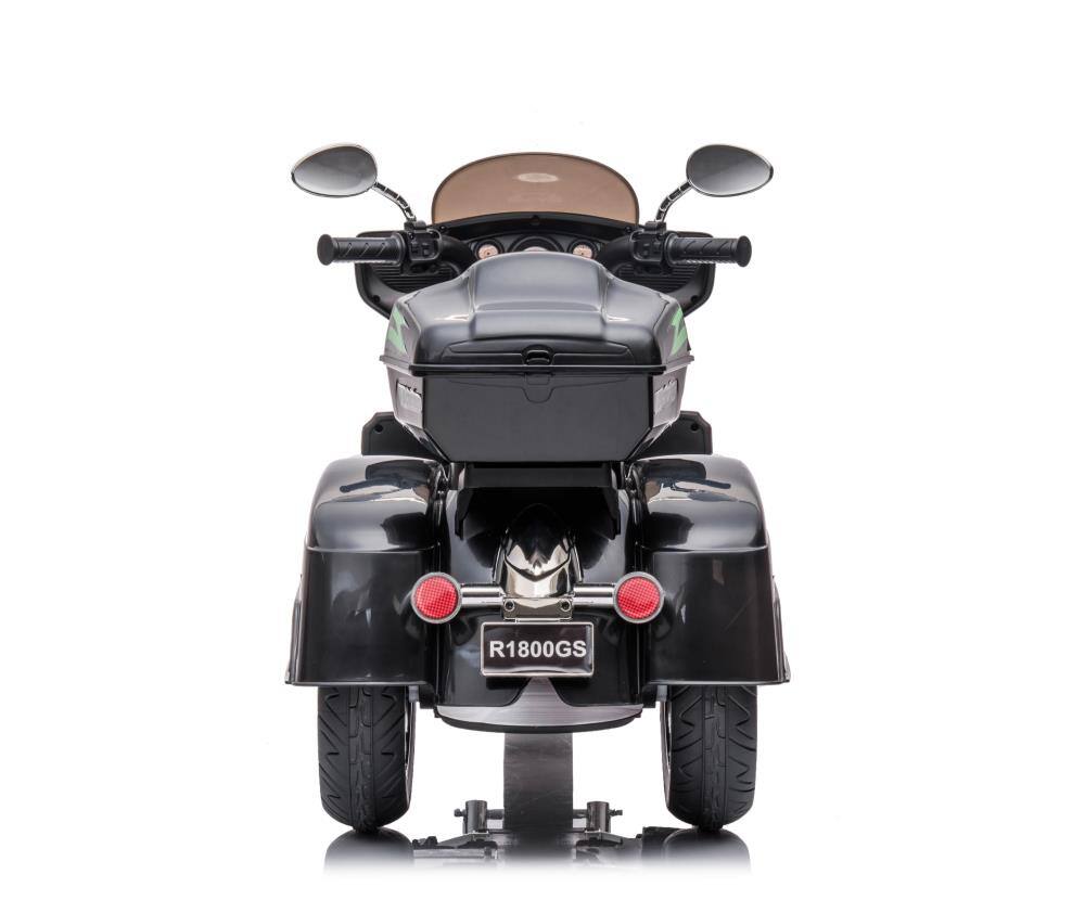 Alt View 2. BreeBe - 12V Kids Electric Motorcycle, Two-Seat Ride On with Key Start, 3 Wheels, Headlight, Storage Box, Dual Motors - Black.