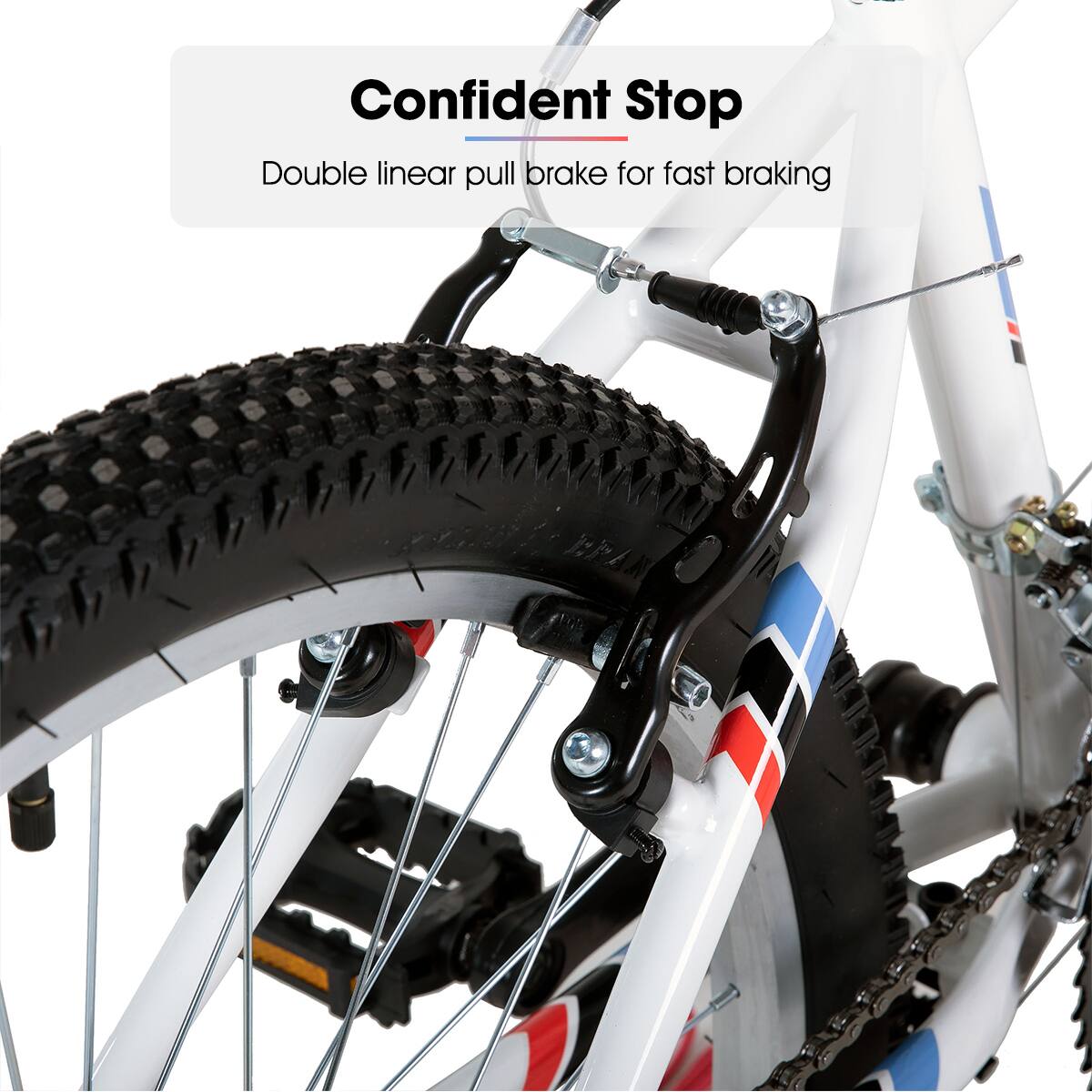 Confident Stop  
Double linear pull brake for fast braking