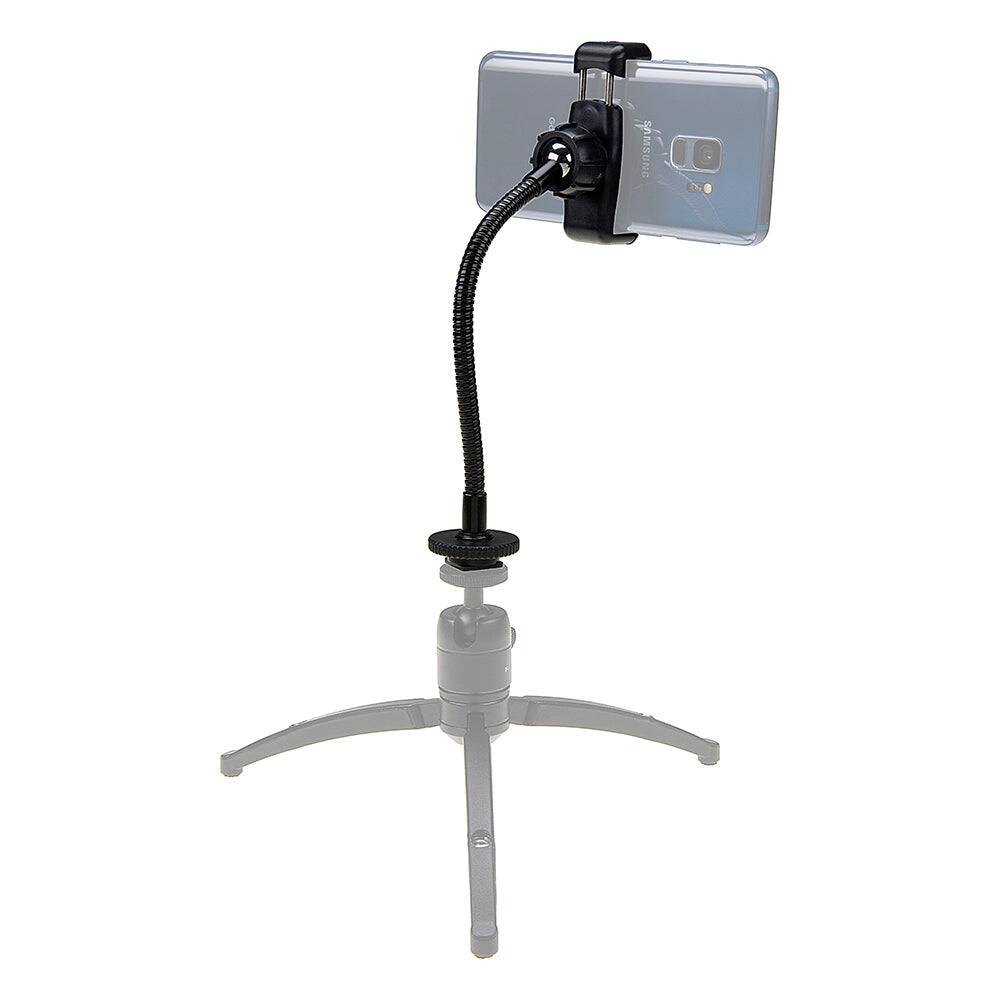 Angle. Fotodiox - Smartphone Clamp w/ Gooseneck Mount - Universal Phone mount w/ Cold Shoe Adapter & 1/4" Tripod Threads.