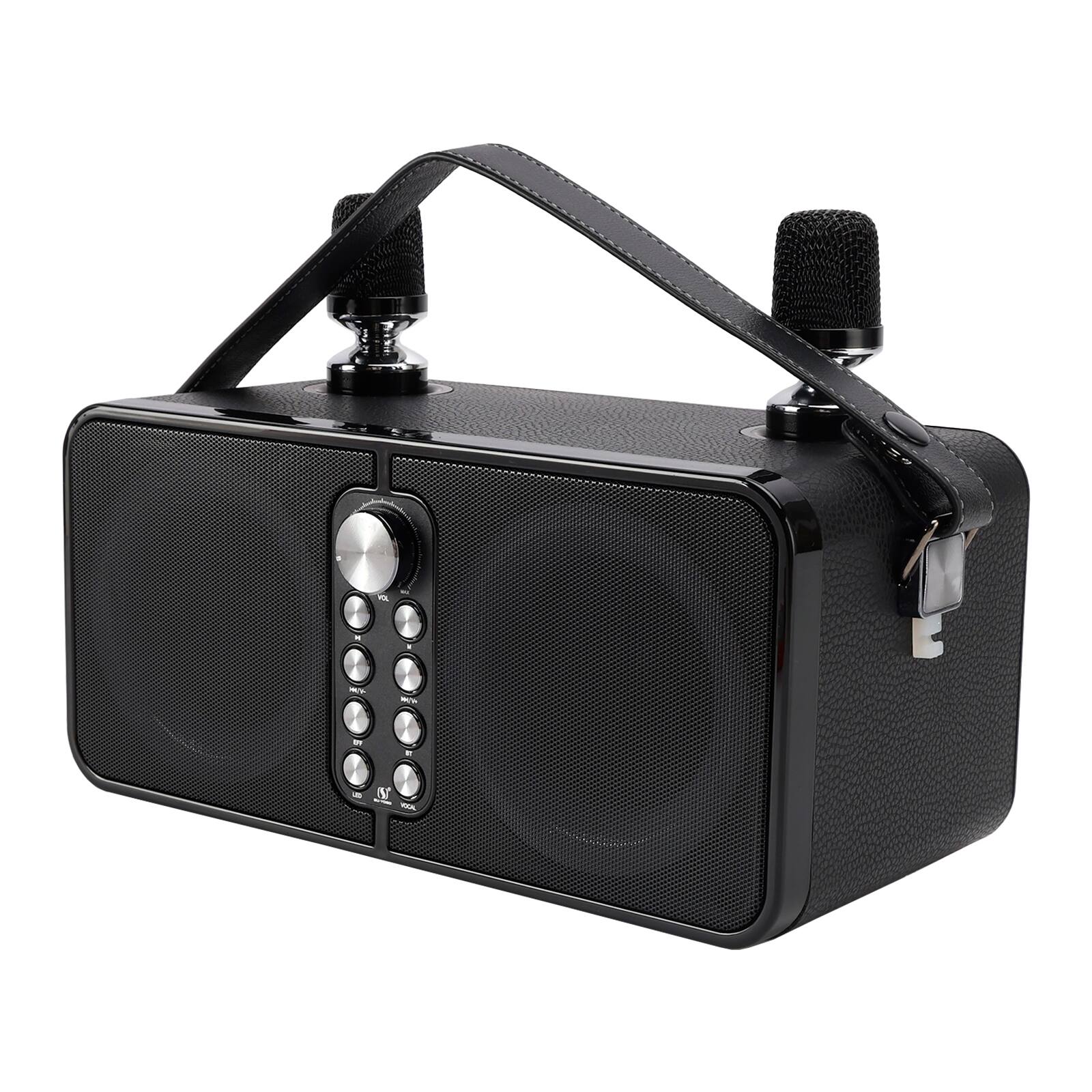 Alt View 4. Topteng - Wireless Bluetooth Speaker – Dual Mic Karaoke, 30W, Wooden Cabinet, 7 Voice Effects, TF/USB, Fit for Party & Outdoor - Black.