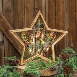Angle. BreeBe - Burnt Wood Frame Star w/LED Lights - Multicolor.