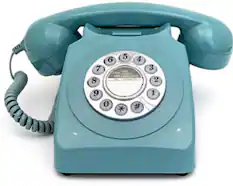 Front. PopMarket - GPO Retro GPO746DPBBL 746 Desktop Push Button Telephone - Blue - MISC ACCESSORY - Blue.