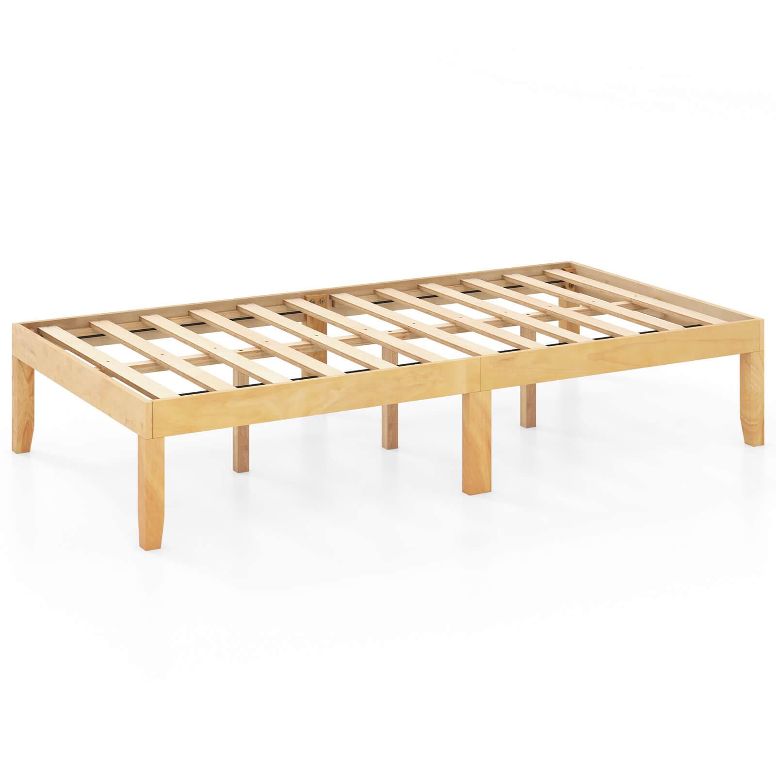 Alt View 5. Costway - Twin Size Wooden Platform Bed Frame 14" with Rubber Wood Legs Under-bed Storage - Natural.