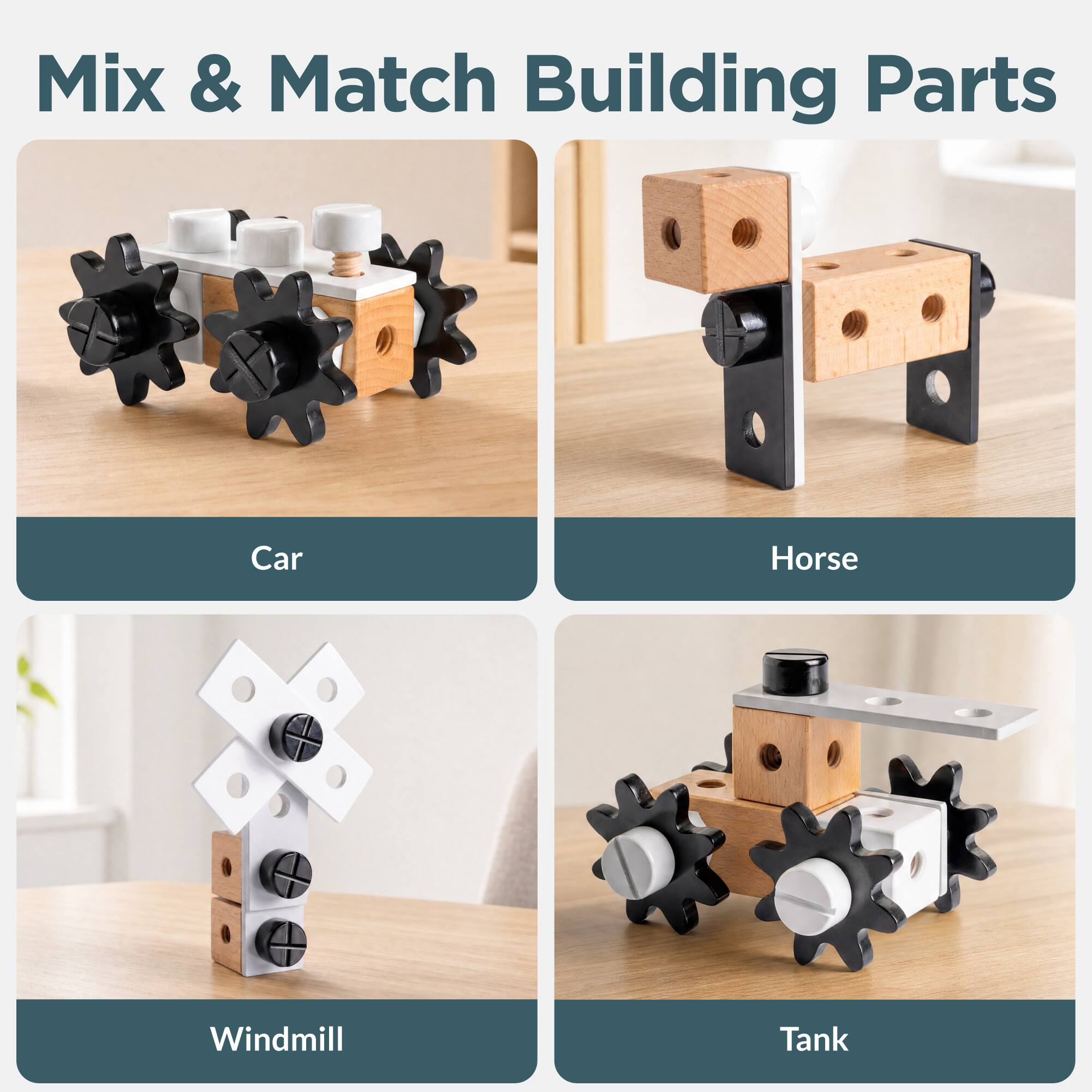 Mix & Match Building Parts

Car

Horse

Windmill

Tank