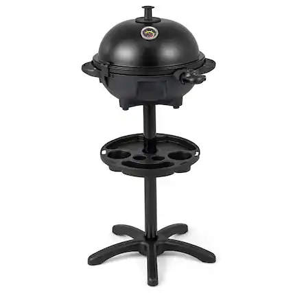 Front. Ecooso - 1200W Electric BBQ Grill, 2-Zone Nonstick Grill Plate, Indoor/Outdoor Smokeless Tabletop Grill.