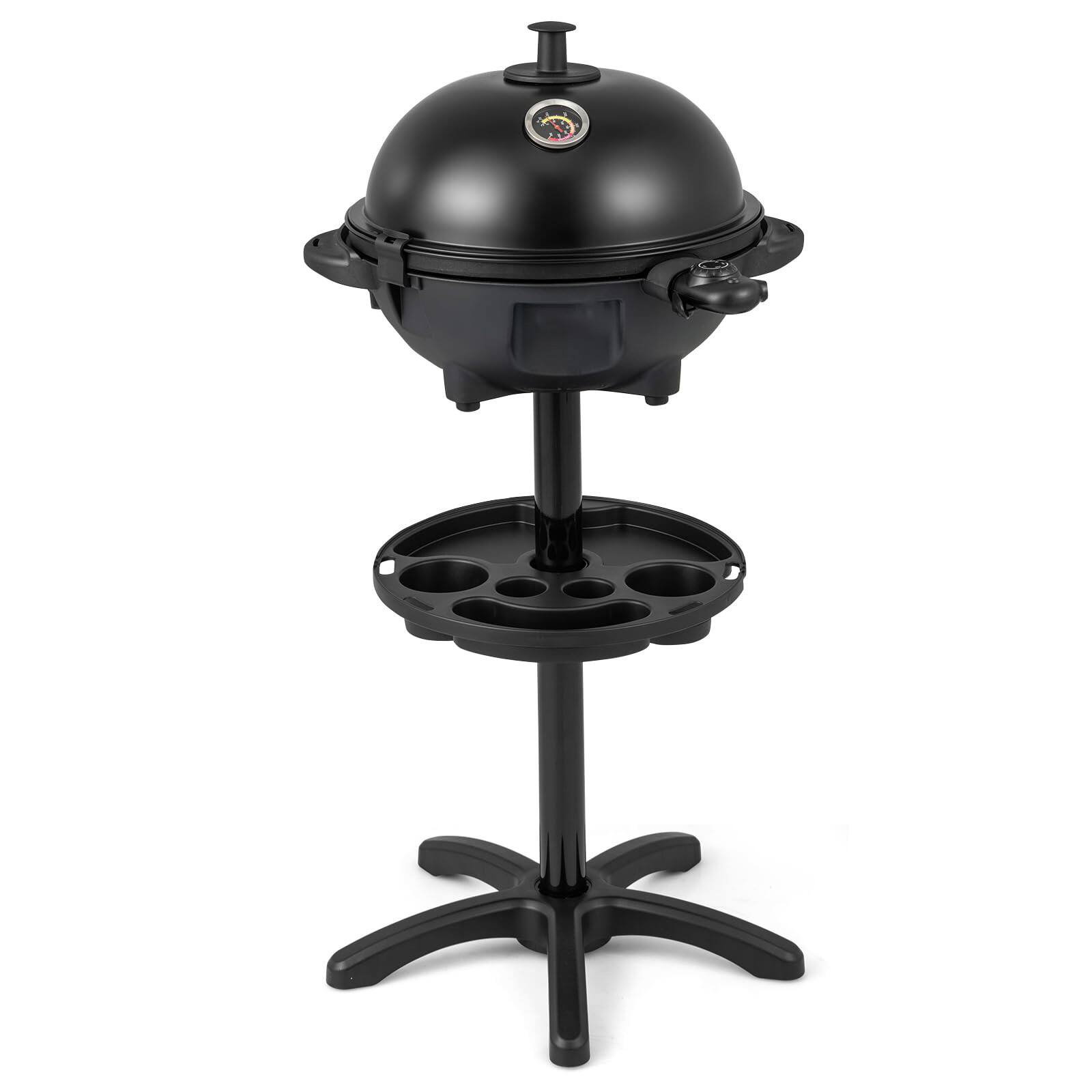 Front. Ecooso - 1200W Electric BBQ Grill, 2-Zone Nonstick Grill Plate, Indoor/Outdoor Smokeless Tabletop Grill.