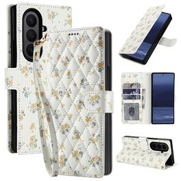 Dteck - Floral Wallet Case for Samsung Galaxy Z Fold7 with Wrist Strap, Premium PU Leather Shockproof Protective Flip Cover - D