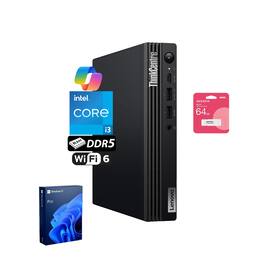 Lenovo - ThinkCentre M70q Gen 5 Desktop - Intel Core i3-13100 with 8GB RAM 512GB SSD - Wired K & M - Adata 64GB USB Drive - Black