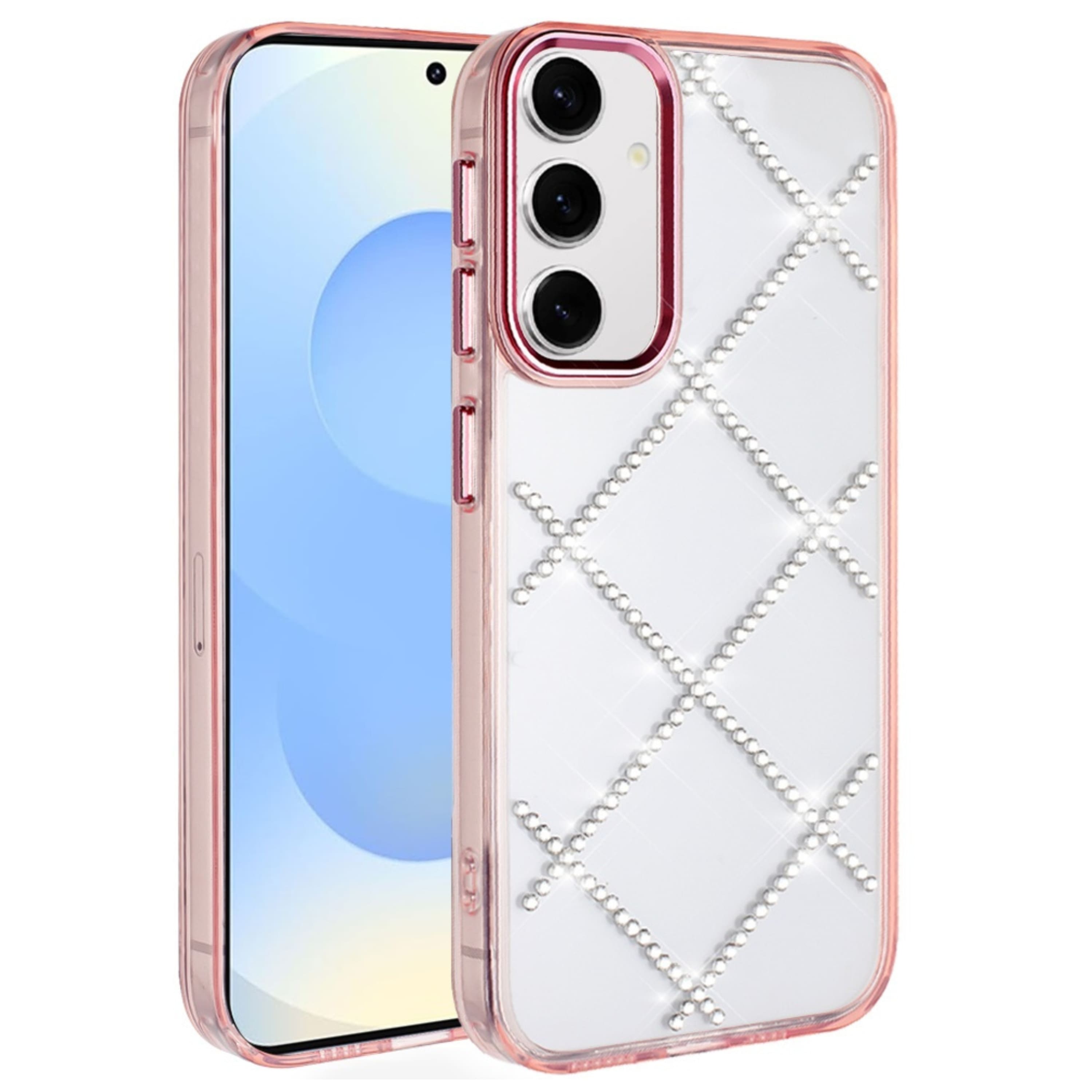 Kitcheniva - Diamond Pattern Glitter Protective Cover With Tempered Glass For Samsung S25 S24 - Gold price history on PriceWatchPro
