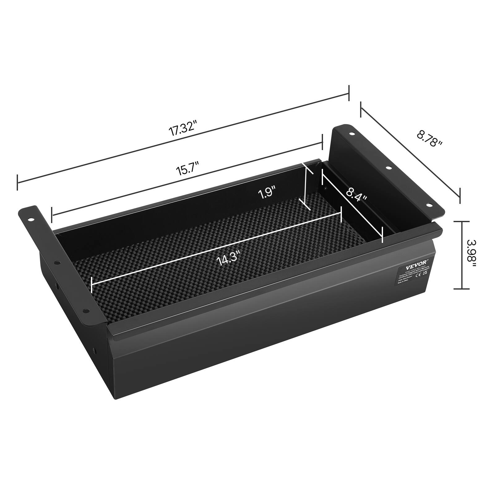 17.32"  
15.7"  
1.9"  
8.4"  
8.78"  
14.3"  
3.98"  
VEVOR