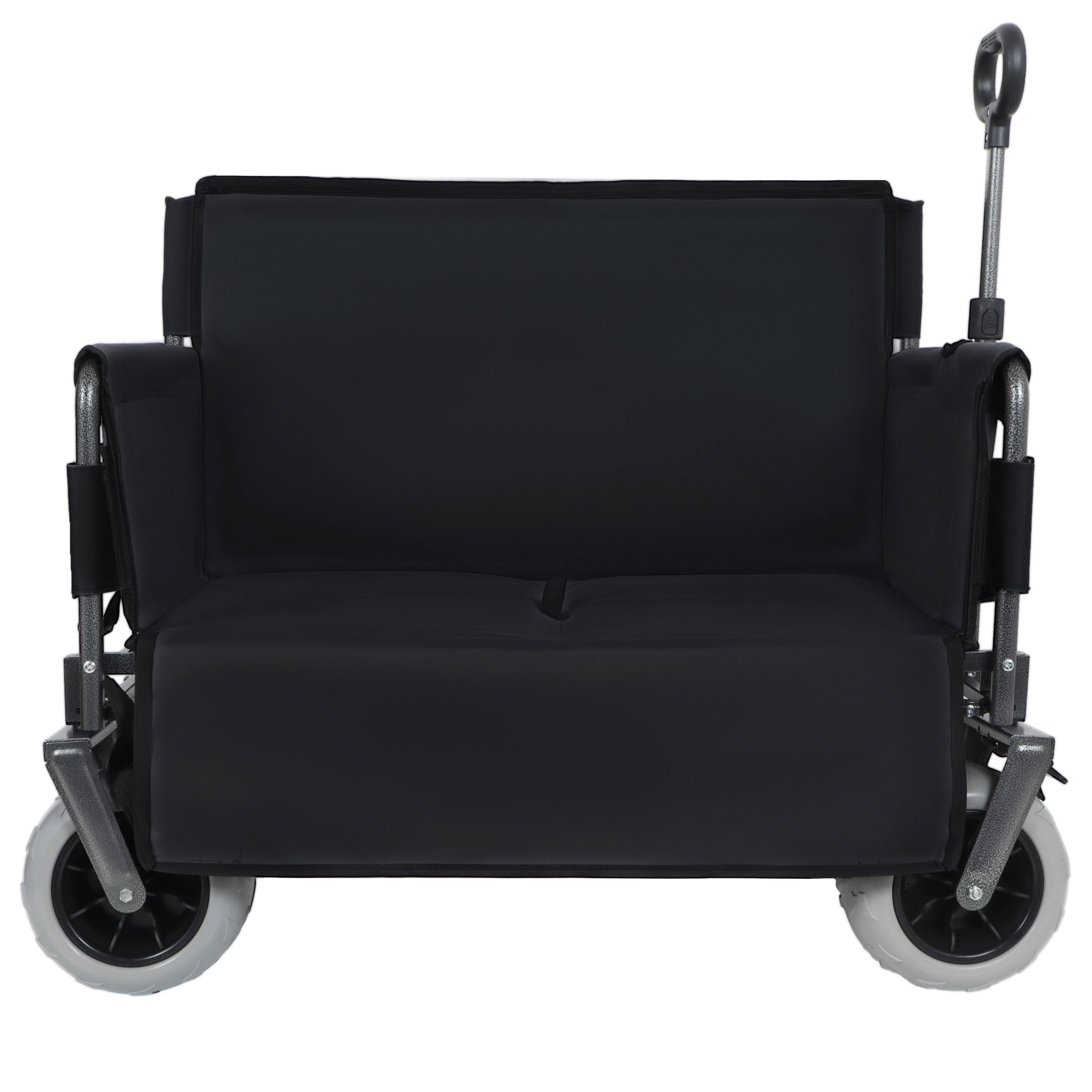 Left. Mondawe - 3-in-1 500lbs Convertible Folding Wagon Utility Carts - Bench Seat w/ 180L Capacity, All-Terrain Wheels - Black.