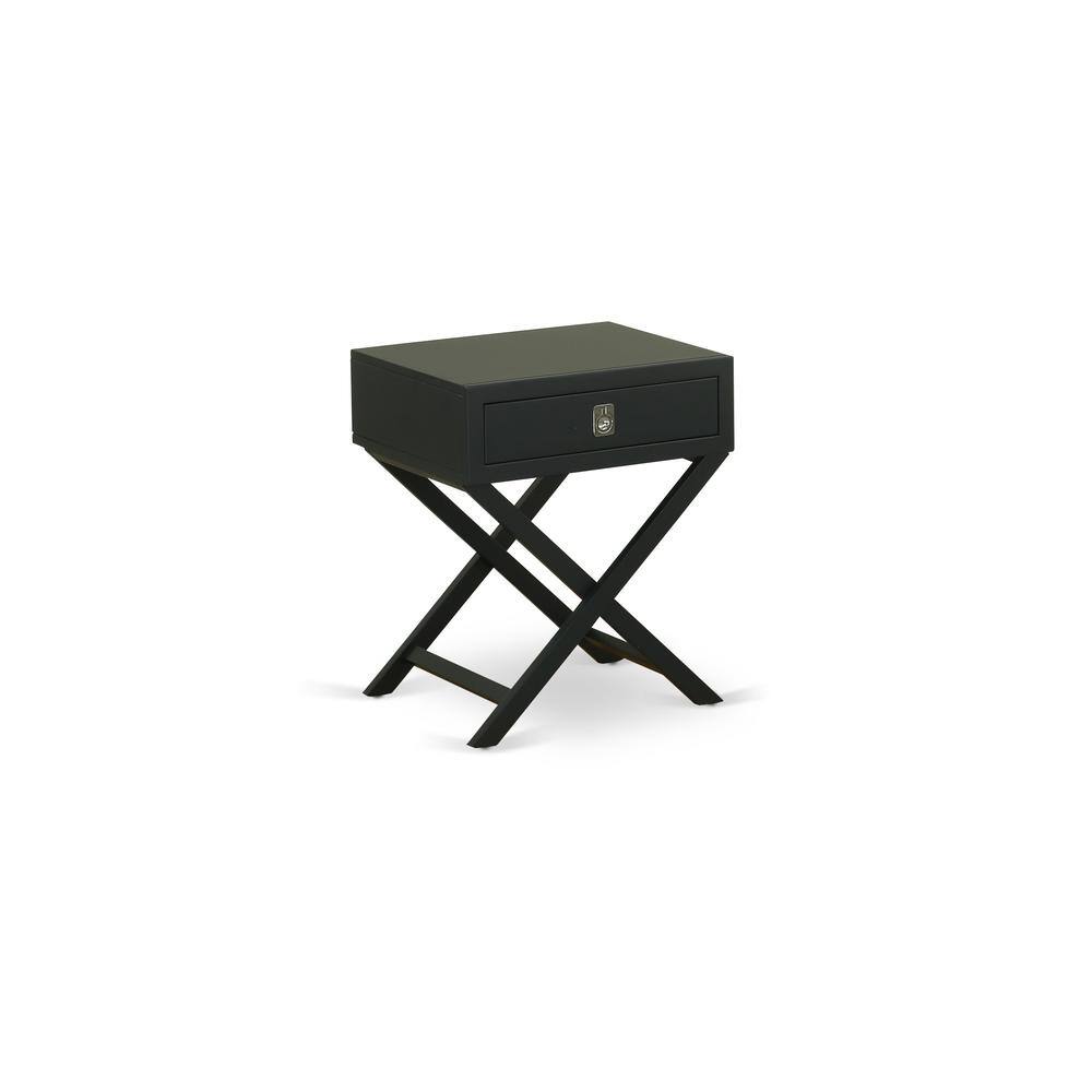 Front. East West Furniture - Night Stand Black - Brown.