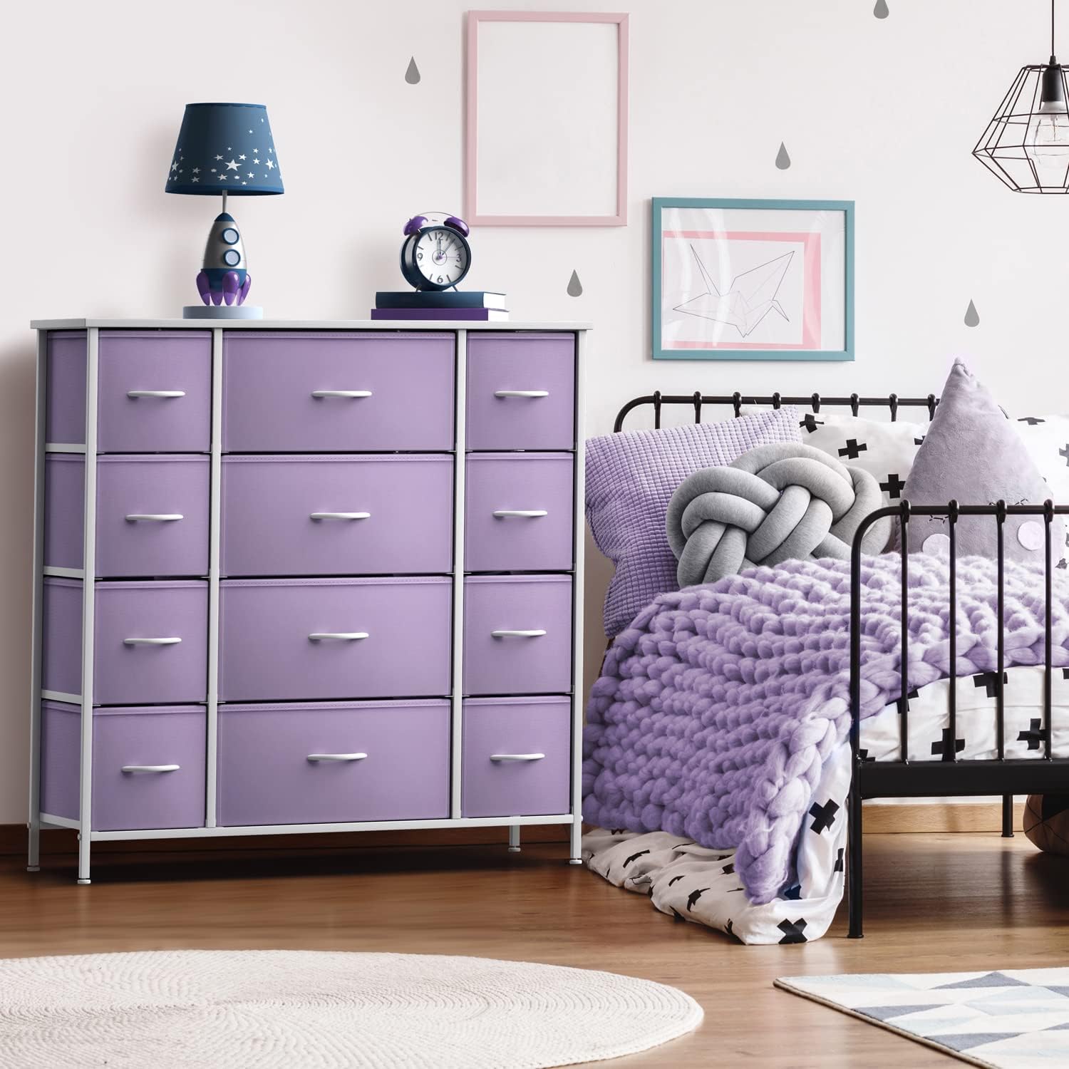 Alt View 2. Sorbus - Sorbus Dresser with 12 Drawers - Chest Organizer Unit with Steel Frame Wood Top and Handle - Large Dresser for Bedroom - Purple.