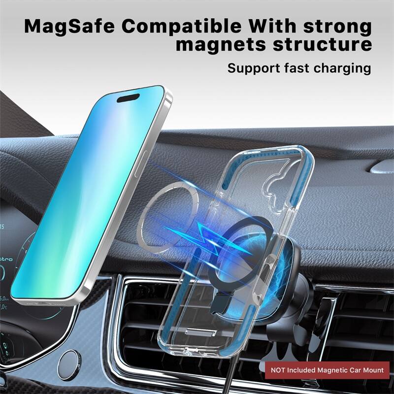 MagSafe Compatible With strong magnets structure Support fast charging NOT Included Magnetic Car Mount