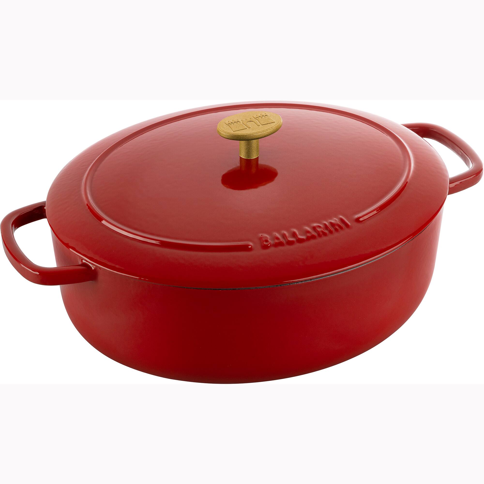Front. Ballarini - Ballarini Bellamonte Cast Iron 4.75-qt Oval Dutch Oven - Pomodoro Red - Red.