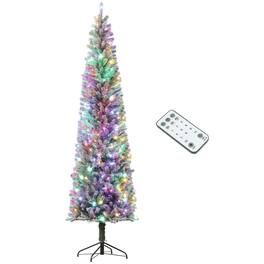 BreeBe - 9 ft Pre-Lit Pencil Christmas Tree - Green