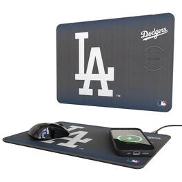 Keyscaper - Los Angeles Dodgers Linen Print Wireless Charger & Mouse Pad - Black