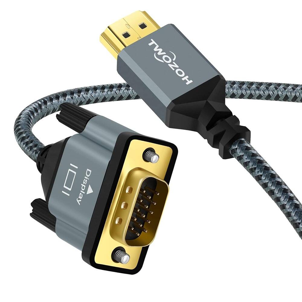 PARKER SLATER - HDMI to VGA Cable – 10 Ft, Gold-Plated, Aluminum Alloy, Nylon-Braided, 1080P