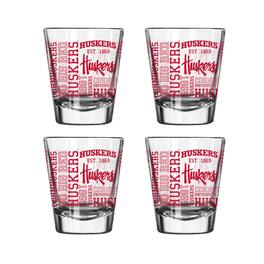 Logo Brands - Nebraska Huskers 4-Pack 2oz. Shot Glass Set - Multicolor