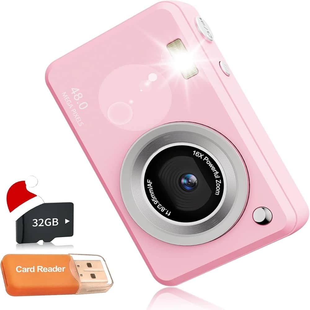 ACJPR - FHD Digital Camera, 16X Zoom, 32GB Card, Compact, for Kids, Boys & Girls