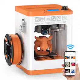 GlowWise - Fully-assembled beginner 3D printer with auto-leveling, silent WiFi printing & open-source design. Ideal for home - Orange
