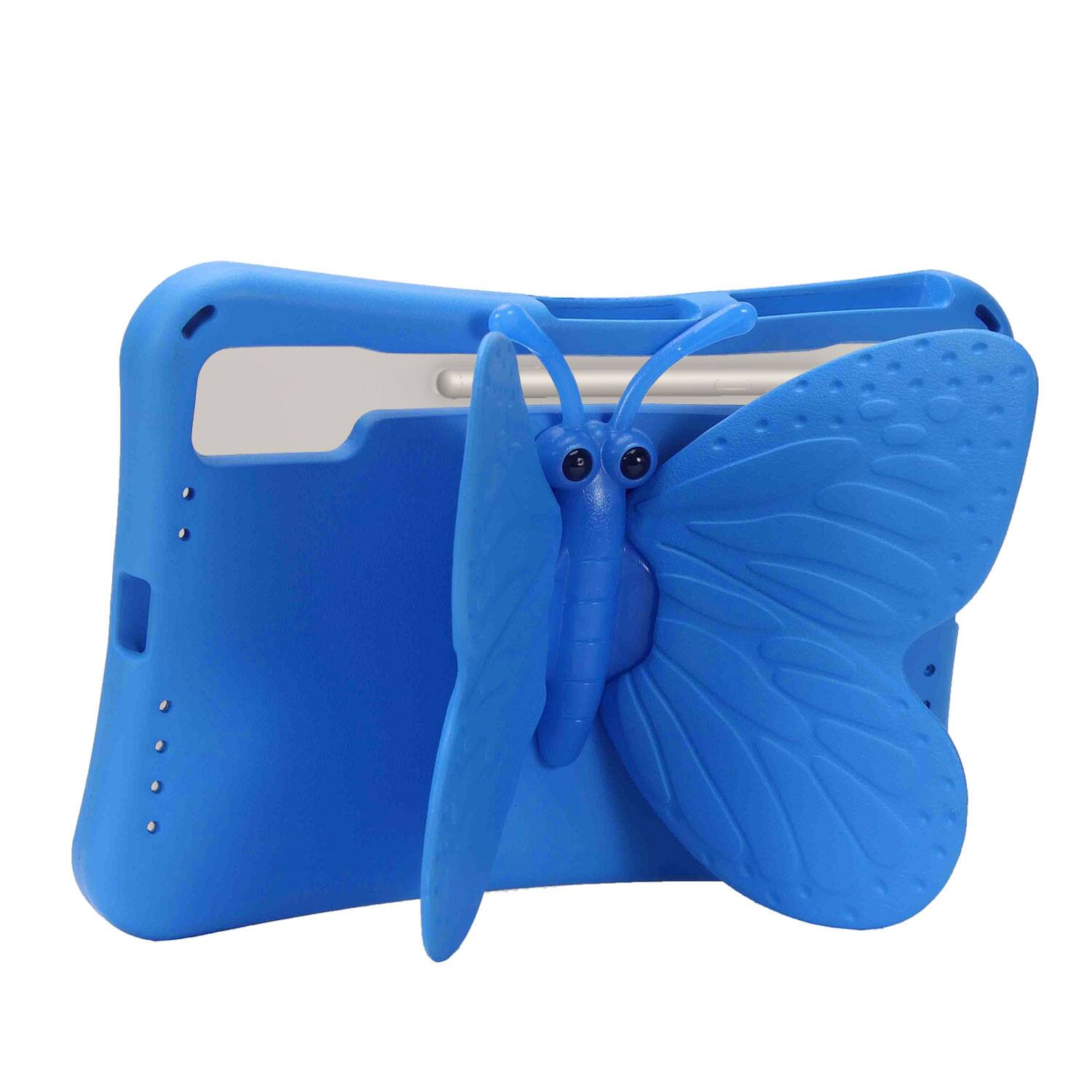 Alt View 2. Dteck - Kids Butterfly Case for Samsung Galaxy Tab S9 FE+ 2023 & Tab S9+ & Tab S8+ & S7 FE,3D Cartoon EVA Shockproof Stand Cover - Blue.