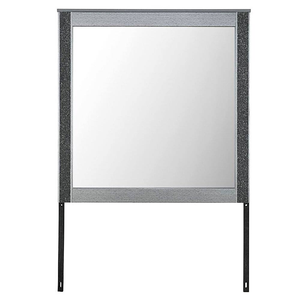 Front. Global Furniture USA - Logan Silver Mirror - Silver.