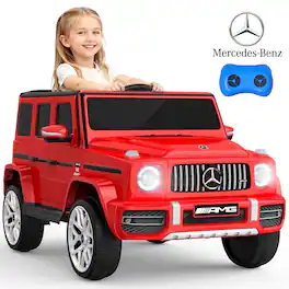 ANPABO - Licensed Mercedes-Benz G63 G Wagon Kids Electric Ride On Car, 12V Electric Car for Toddler, High Window - Red
