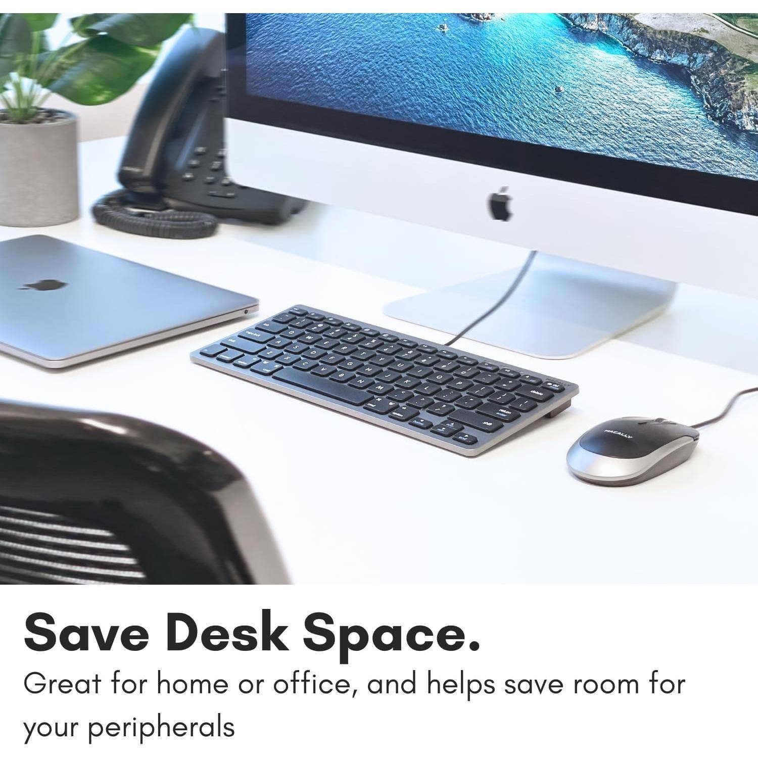 Save Desk Space.  
Great for home or office, and helps save room for your peripherals