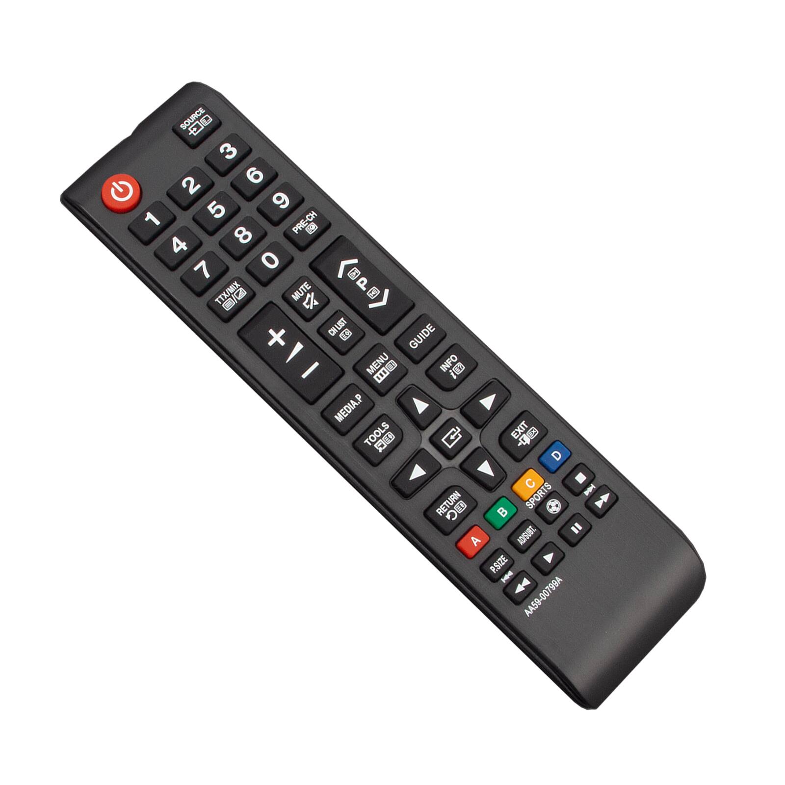 SOURCE 0 3 2 6 5 9 1  
PRE-CH 4 8 7 0  
MUTE P TTX/MIX GS X  
CHUIST  
GUIDE + V I  
MENU  
INFO C!  
d MEDIA.P  
TOOLS  
EXIT  
D C I  
RETURN SPORTS  
G  
= A  
ADISUNT.  
PSIZE  
I  
AA59-00799A