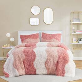 Hivvago - Twin/Twin XL Pink Blush White Reversible Soft Sherpa Faux Fur 2-PC Comforter Set - Pink Blush , White