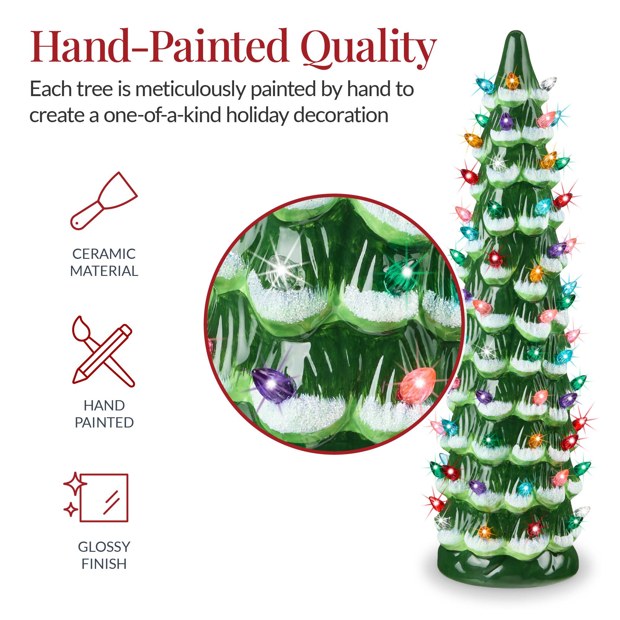 Hand-Painted Quality

Each tree is meticulously painted by hand to create a one-of-a-kind holiday decoration

- CERAMIC MATERIAL
- HAND PAINTED
- GLOSSY FINISH