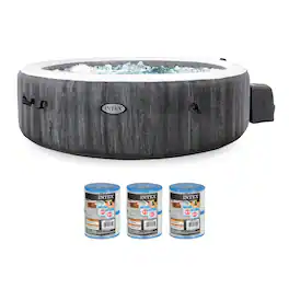 PureSpa Plus Inflatable Hot Tub & INTEX Type S1 Filter Cartridges (6 Pack) - Gray