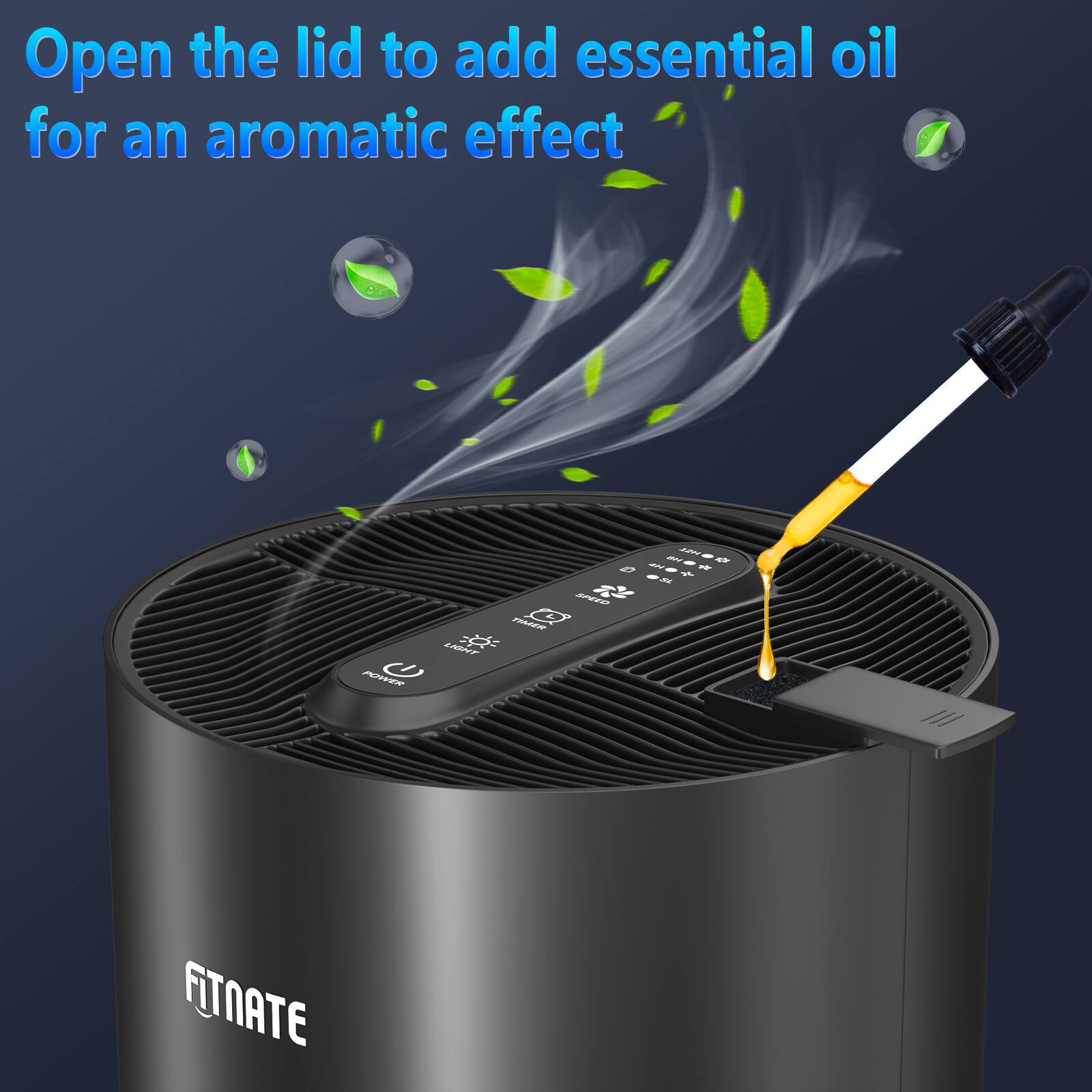 Open the lid to add essential oil for an aromatic effect - 18 4 8 :  e2 - 20 8S FA O cMr  ANET C 3000N m1 FTNATE