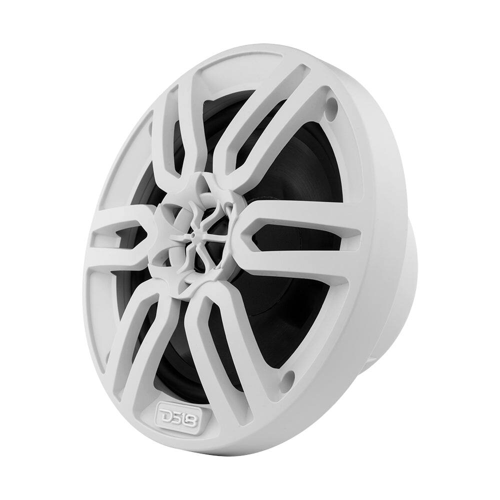 Left. DS18 Audio - MP 6.5" 2-way Coaxial Speaker with Built-in Driver and Grille (Pair), 60W RMS 4-Ohm - White.