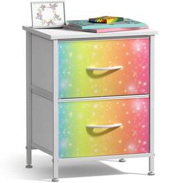 Sorbus - Nightstand with 2 Drawers - Steel Frame, Wood Top &Fabric Bins -Home, Bedroom, Office &College Dorm, Kids Bedside - Multicolor 2