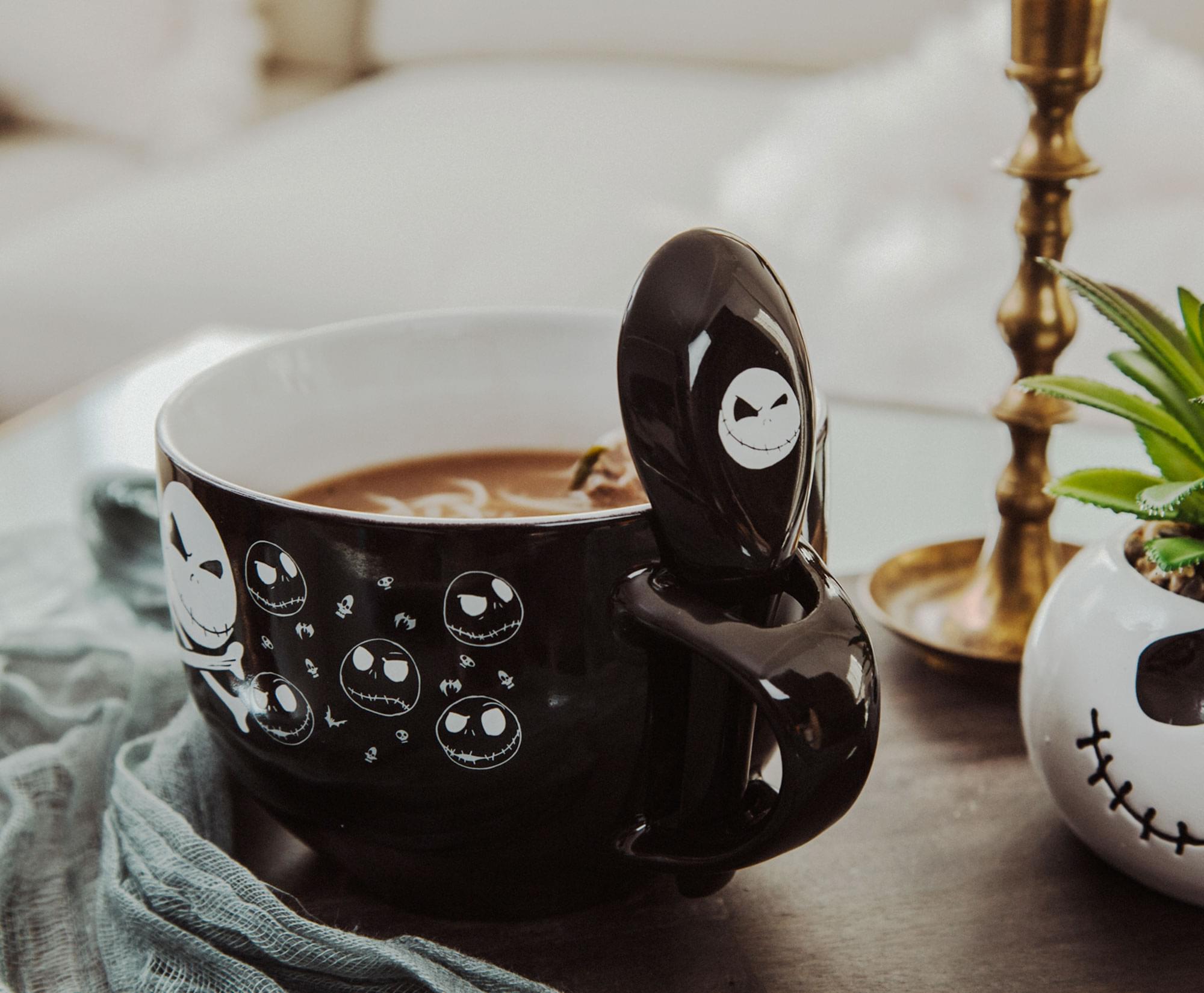 Alt View 3. Disney - Disney The Nightmare Before Christmas Cross Bones Ceramic Soup Mug With Spoon - Black.