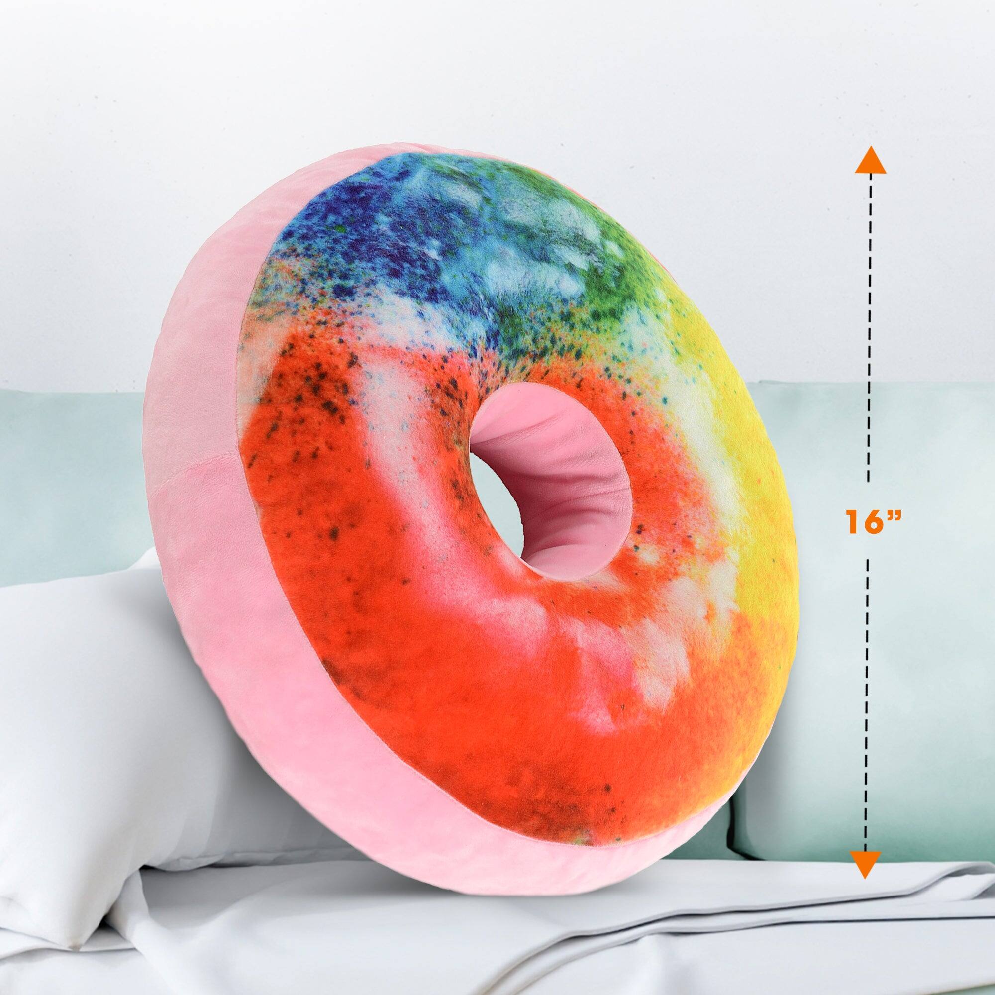 Alt View 9. Cheer Collection - Round Donut Pillow | 2-in-1 Reversible Super Soft Microplush Doughnut Pillow - Rainbow Icing , Rainbow Sprinkles - Rainbow.