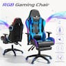 COQOOL - Gaming Chair with Speakers,Ergonomic Computer Gaming Chair with Broaden Cusion and Footrest High Back Video Game Chair - black-blue