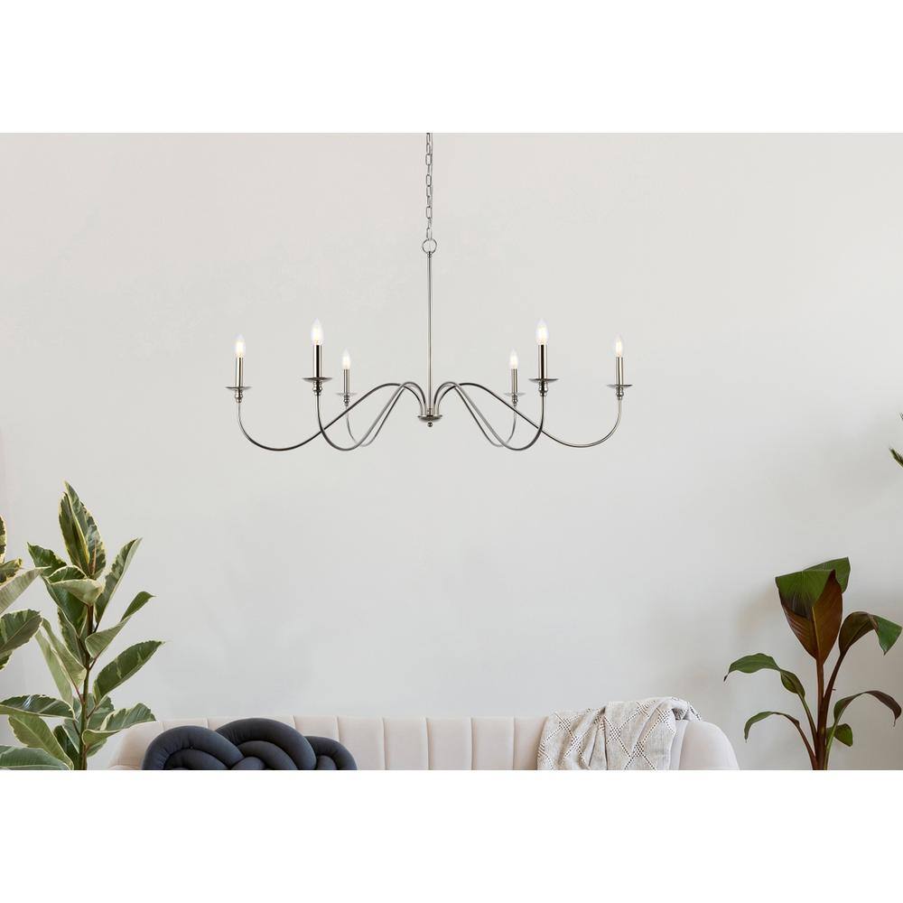 Angle. Living District - Rohan 48 inch chandelier in polished nickel - Polished Nickel.