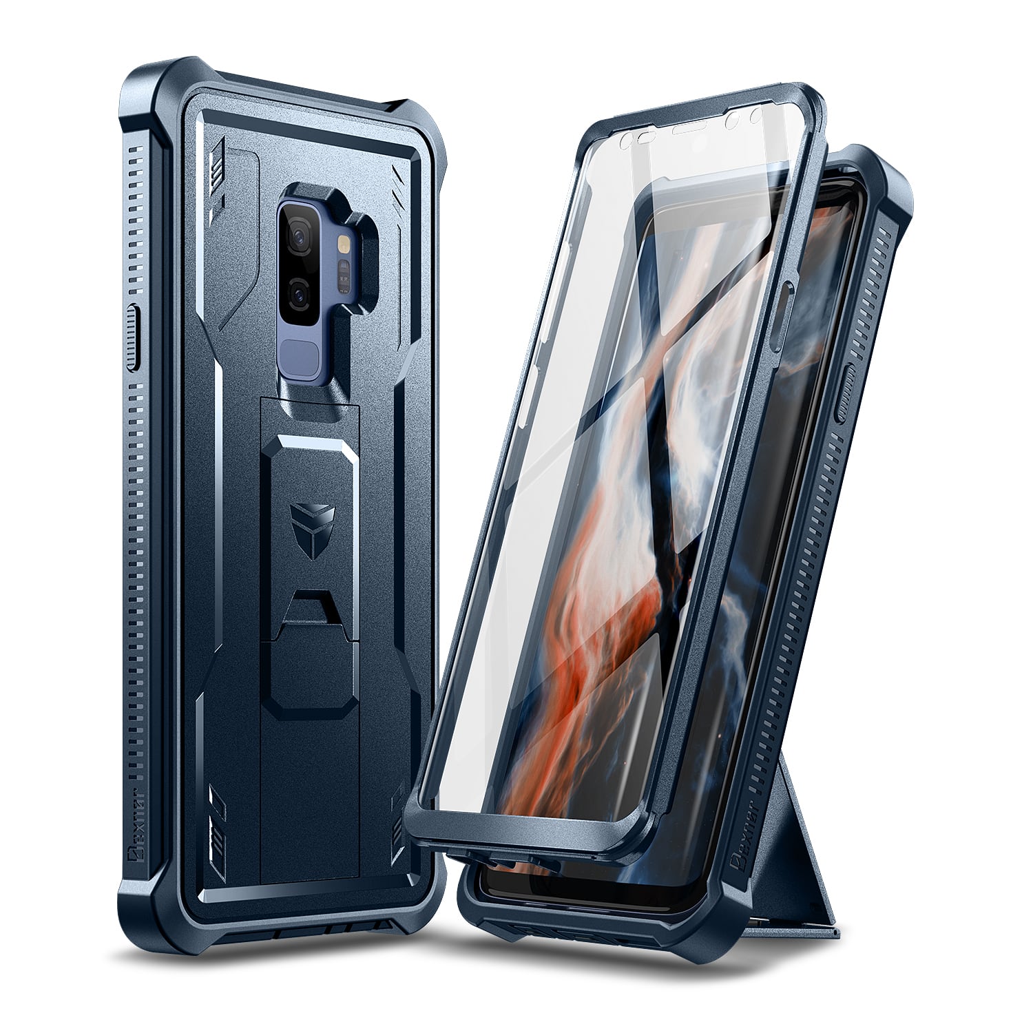 Dexnor - Case for Samsung Galaxy S9+ Plus Heavy Duty Military Grade Protection Shockproof Protective Cover - Navy Blue