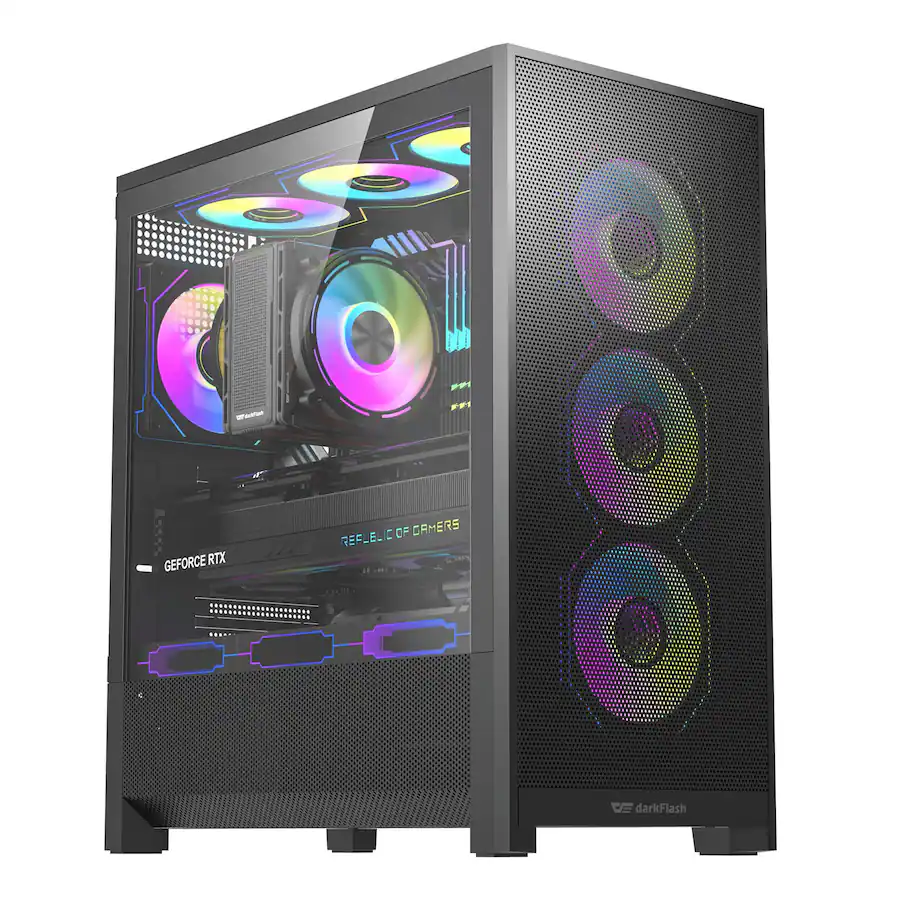 Desktop Computer Cable Types Micro Usb darkFlash AIR400 DF A400 BK 4F E ATX Mid Tower PC Case, 4 ARGB Fans ...
